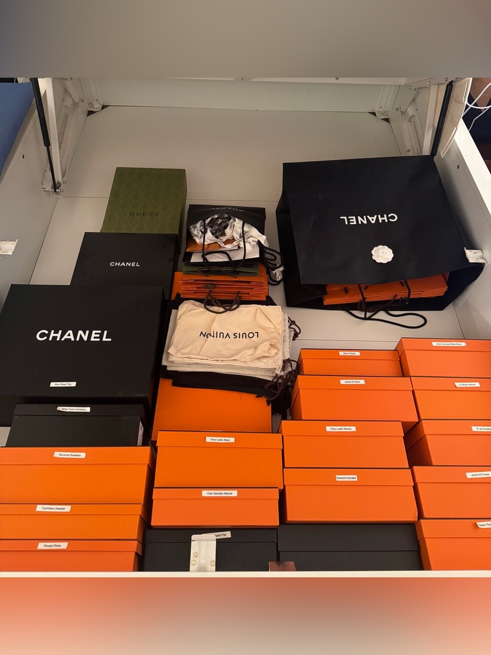 Hermes Chanel Boxes and shopping bags